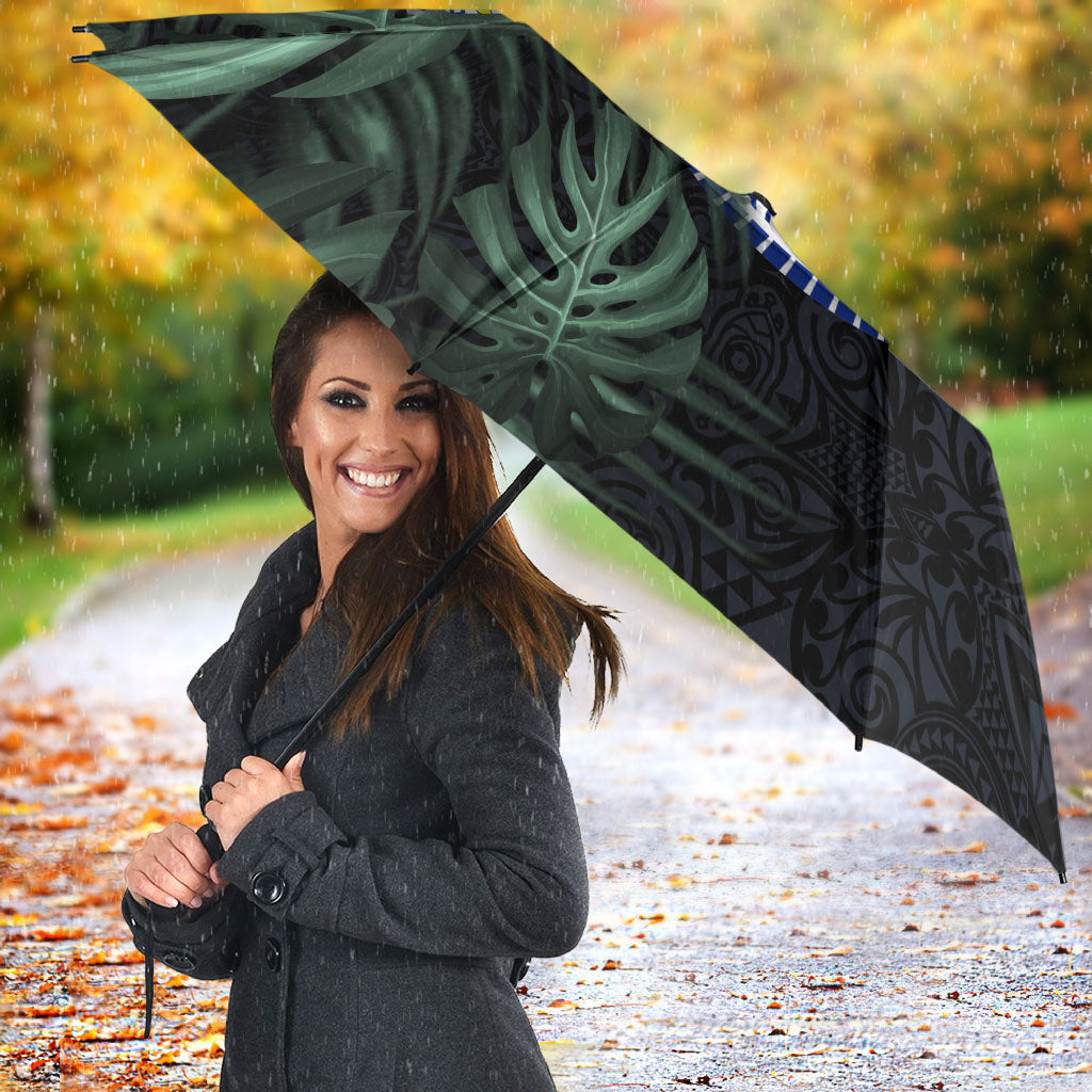 Federated States Of Micronesia Umbrella FSM Tropical Monstera Leaf Dark Tribal Pattern TS04 - Polynesian Pride
