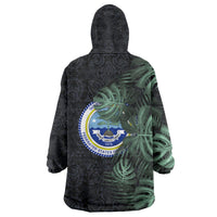 Federated States Of Micronesia Wearable Blanket Hoodie FSM Tropical Monstera Leaf Dark Tribal Pattern TS04 - Polynesian Pride