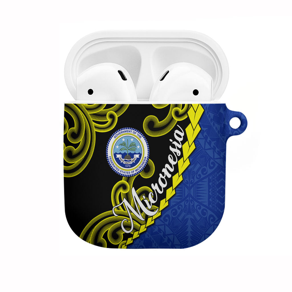 Federated States Of Micronesia FSM AirPods Case Pacific Islander Tribal Swirl Geometric Pattern TS04 Black Blue - Polynesian Pride