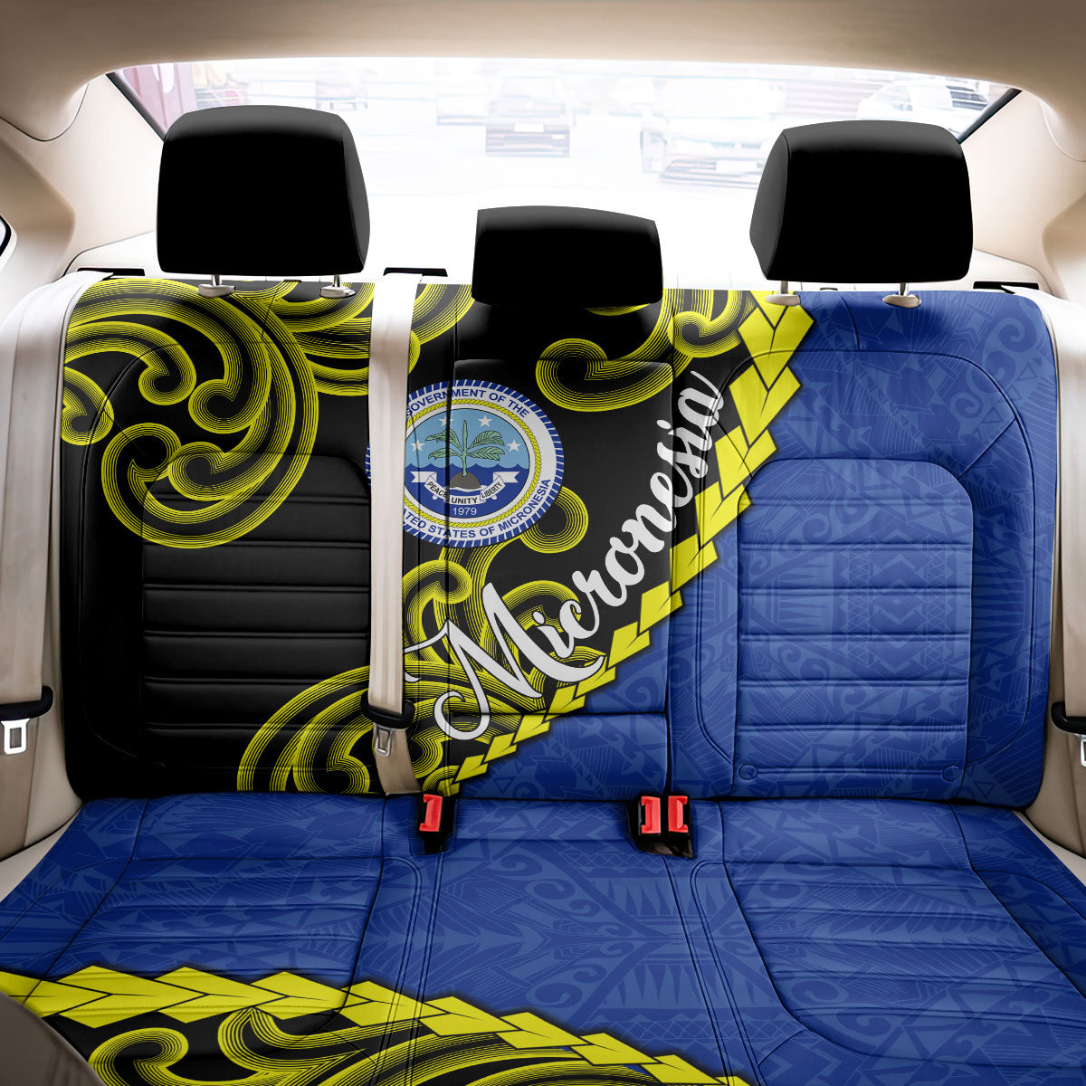 Federated States Of Micronesia FSM Back Car Seat Cover Pacific Islander Tribal Swirl Geometric Pattern TS04 - Polynesian Pride