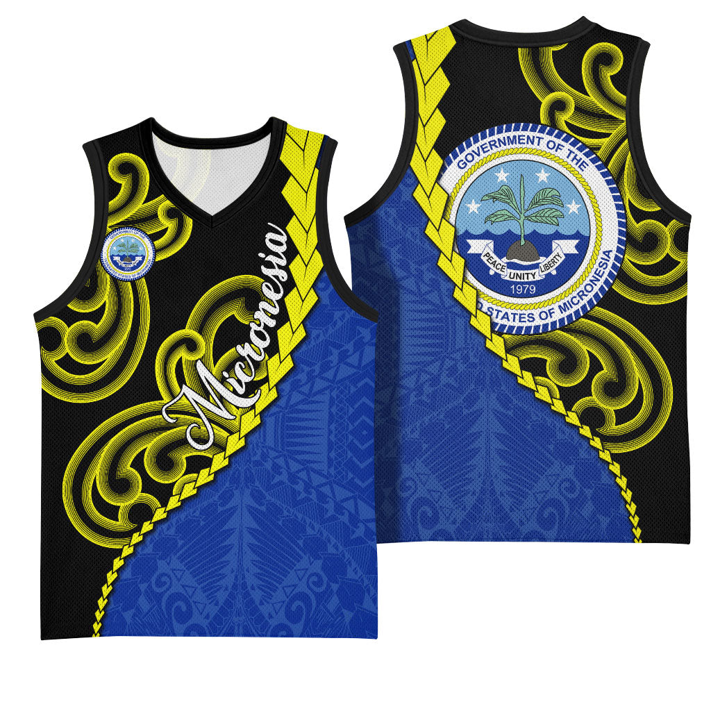 Federated States Of Micronesia FSM Basketball Jersey Pacific Islander Tribal Swirl Geometric Pattern TS04 - Polynesian Pride