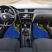 Federated States Of Micronesia FSM Car Mats Pacific Islander Tribal Swirl Geometric Pattern TS04 Set 2pcs - Front Black Blue - Polynesian Pride