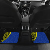 Federated States Of Micronesia FSM Car Mats Pacific Islander Tribal Swirl Geometric Pattern TS04 Set 2pcs - Back Black Blue - Polynesian Pride