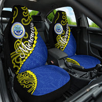 Federated States Of Micronesia FSM Car Seat Cover Pacific Islander Tribal Swirl Geometric Pattern TS04 One Size Black Blue - Polynesian Pride