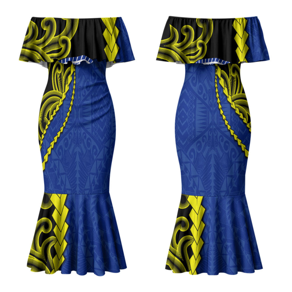 Federated States Of Micronesia FSM Couples Matching Mermaid Dress and Hawaiian Shirt Pacific Islander Tribal Swirl Geometric Pattern TS04 - Polynesian Pride