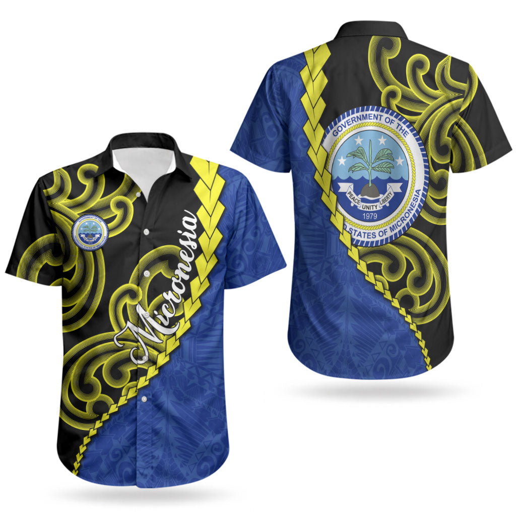Federated States Of Micronesia FSM Couples Matching Off Shoulder Maxi Dress and Hawaiian Shirt Pacific Islander Tribal Swirl Geometric Pattern TS04 - Polynesian Pride