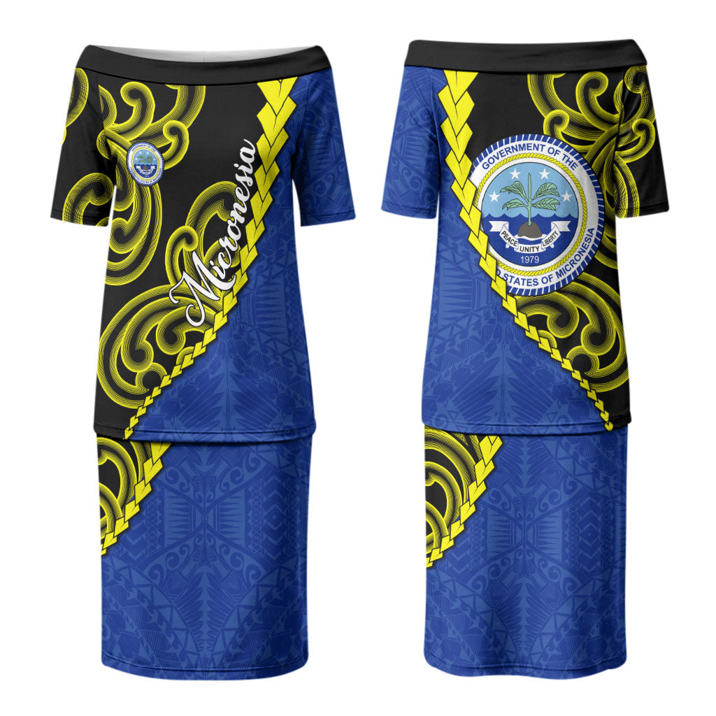 Federated States Of Micronesia FSM Couples Matching Puletasi and Hawaiian Shirt Pacific Islander Tribal Swirl Geometric Pattern TS04 - Polynesian Pride