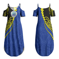 Federated States Of Micronesia FSM Couples Matching Summer Maxi Dress and Hawaiian Shirt Pacific Islander Tribal Swirl Geometric Pattern TS04 - Polynesian Pride