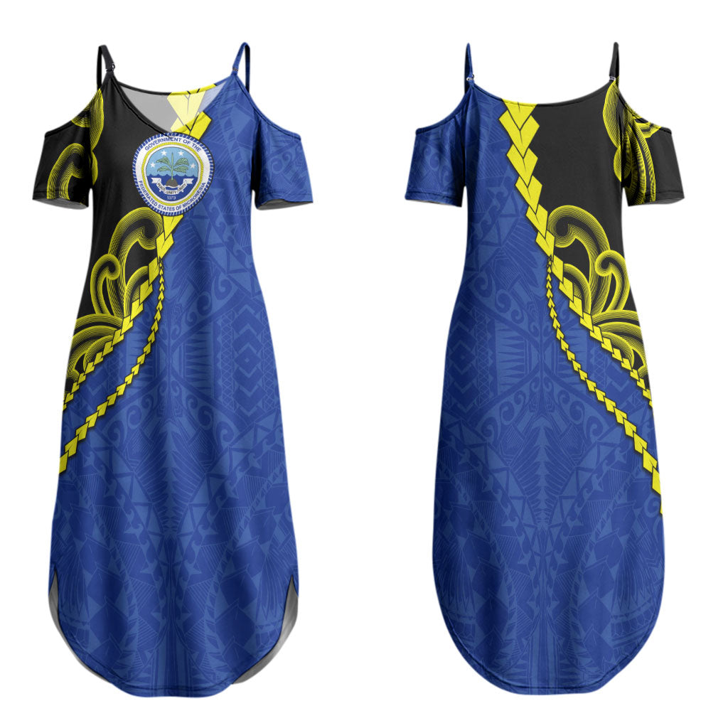 Federated States Of Micronesia FSM Couples Matching Summer Maxi Dress and Long Sleeve Button Shirt Pacific Islander Tribal Swirl Geometric Pattern TS04 - Polynesian Pride