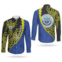 Federated States Of Micronesia FSM Couples Matching Tank Maxi Dress and Long Sleeve Button Shirt Pacific Islander Tribal Swirl Geometric Pattern TS04 - Polynesian Pride