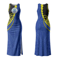Federated States Of Micronesia FSM Couples Matching Tank Maxi Dress and Long Sleeve Button Shirt Pacific Islander Tribal Swirl Geometric Pattern TS04 - Polynesian Pride