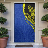 Federated States Of Micronesia FSM Door Cover Pacific Islander Tribal Swirl Geometric Pattern TS04 Black Blue - Polynesian Pride