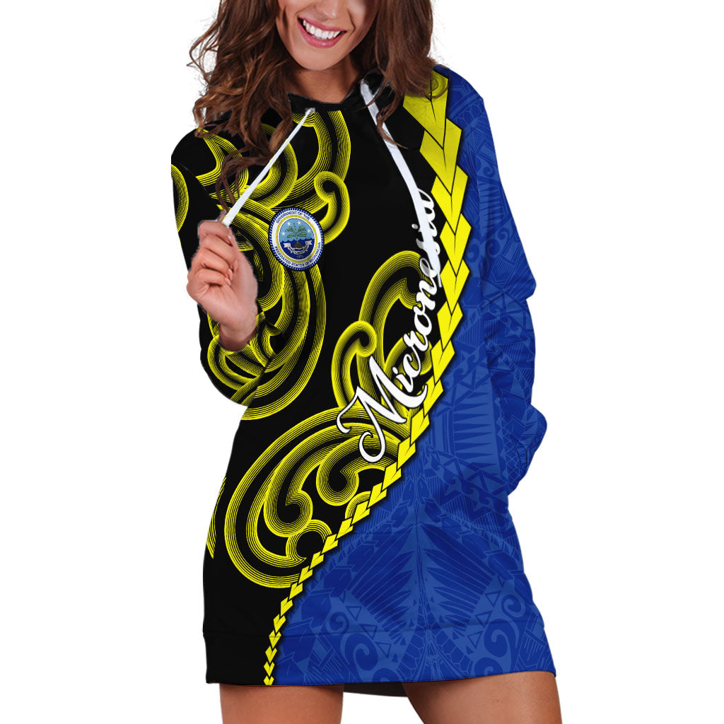 Federated States Of Micronesia FSM Hoodie Dress Pacific Islander Tribal Swirl Geometric Pattern TS04 Black Blue - Polynesian Pride