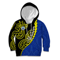 Federated States Of Micronesia FSM Kid Hoodie Pacific Islander Tribal Swirl Geometric Pattern TS04 Hoodie Black Blue - Polynesian Pride