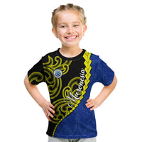 Federated States Of Micronesia FSM Kid T Shirt Pacific Islander Tribal Swirl Geometric Pattern TS04 Black Blue - Polynesian Pride