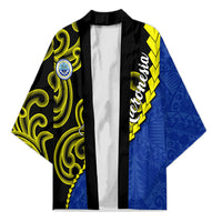 Federated States Of Micronesia FSM Kimono Pacific Islander Tribal Swirl Geometric Pattern TS04 Unisex Black Blue - Polynesian Pride