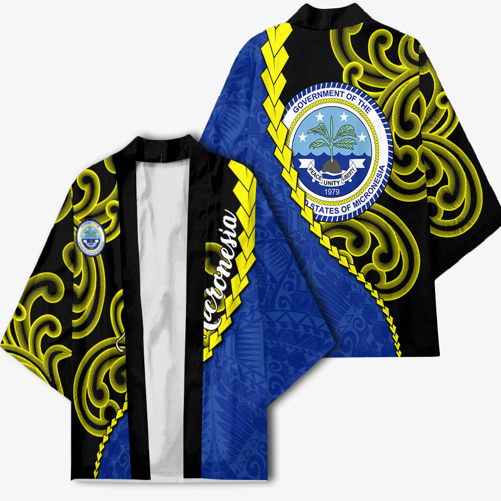 Federated States Of Micronesia FSM Kimono Pacific Islander Tribal Swirl Geometric Pattern TS04 - Polynesian Pride