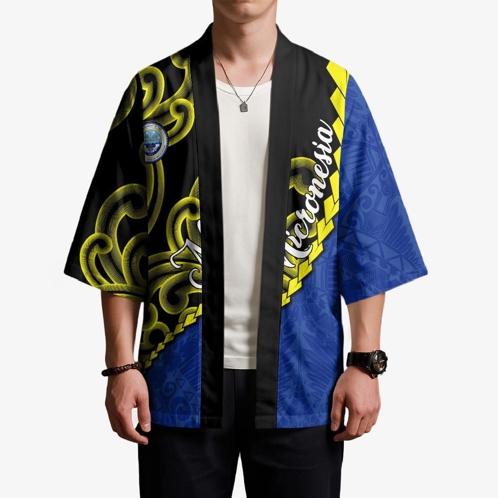 Federated States Of Micronesia FSM Kimono Pacific Islander Tribal Swirl Geometric Pattern TS04 - Polynesian Pride