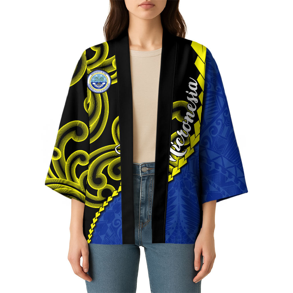 Federated States Of Micronesia FSM Kimono Pacific Islander Tribal Swirl Geometric Pattern TS04 - Polynesian Pride