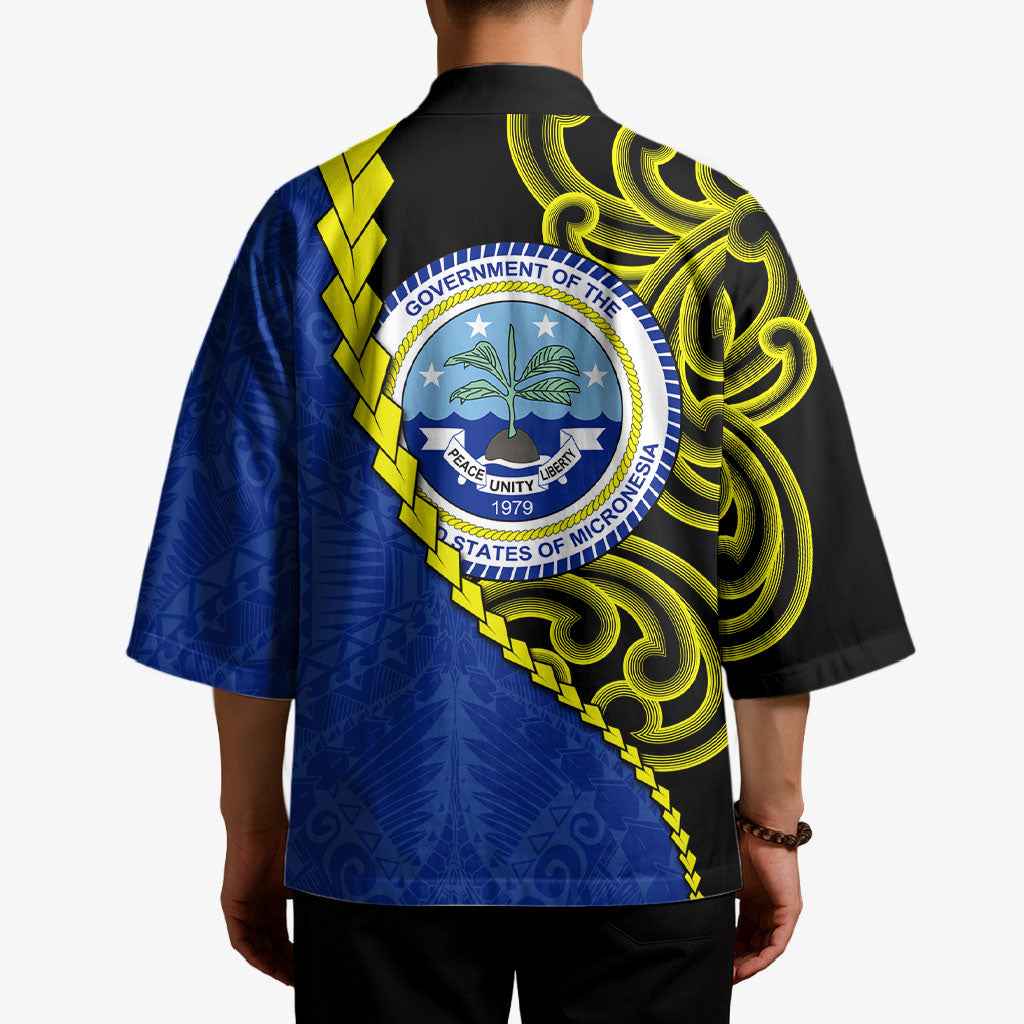 Federated States Of Micronesia FSM Kimono Pacific Islander Tribal Swirl Geometric Pattern TS04 - Polynesian Pride
