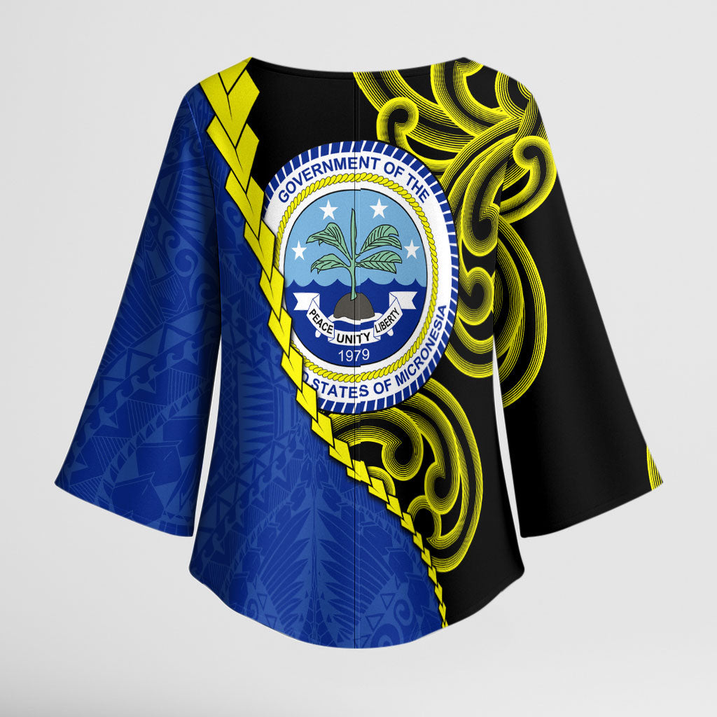 Federated States Of Micronesia FSM Kimono Sleeve Blouse Pacific Islander Tribal Swirl Geometric Pattern TS04 - Polynesian Pride