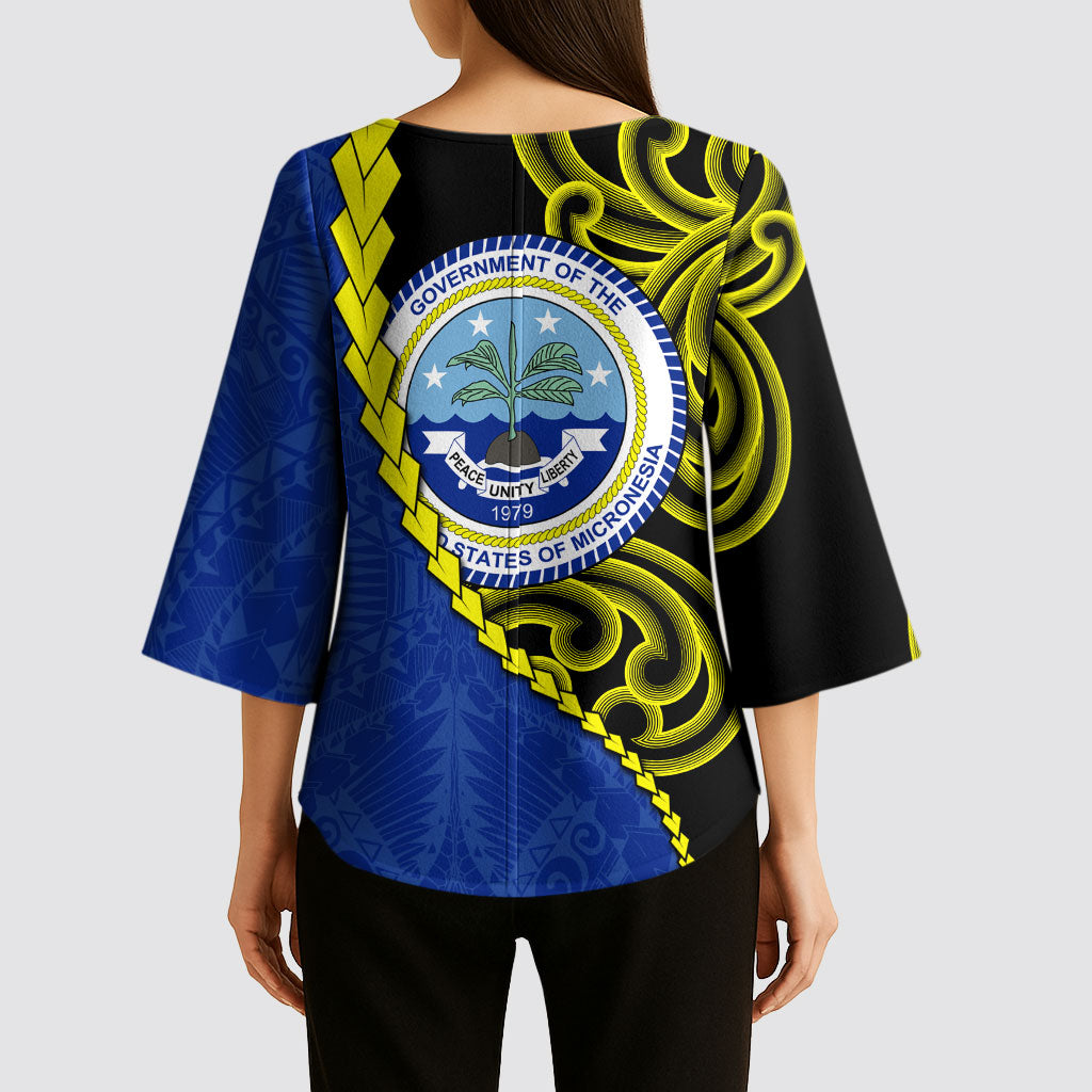 Federated States Of Micronesia FSM Kimono Sleeve Blouse Pacific Islander Tribal Swirl Geometric Pattern TS04 - Polynesian Pride