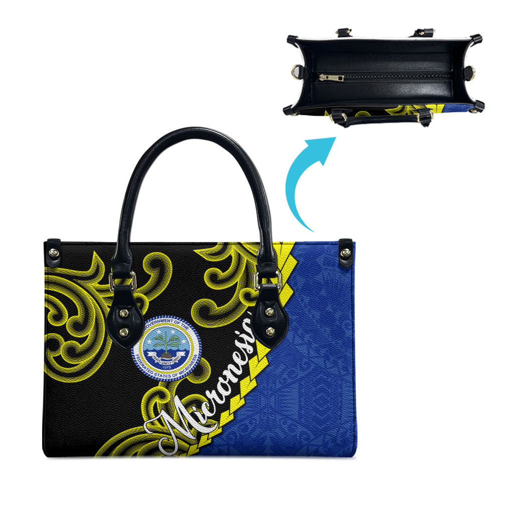 Federated States Of Micronesia FSM Leather Bag Pacific Islander Tribal Swirl Geometric Pattern TS04 - Polynesian Pride