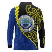 Federated States Of Micronesia FSM Long Sleeve Polo Shirt Pacific Islander Tribal Swirl Geometric Pattern TS04 - Polynesian Pride