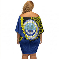 Federated States Of Micronesia FSM Off Shoulder Short Dress Pacific Islander Tribal Swirl Geometric Pattern TS04 - Polynesian Pride