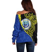 Federated States Of Micronesia FSM Off Shoulder Sweater Pacific Islander Tribal Swirl Geometric Pattern TS04 - Polynesian Pride