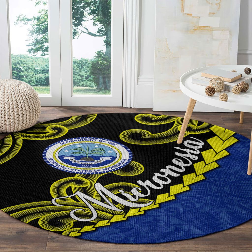 Federated States Of Micronesia FSM Round Carpet Pacific Islander Tribal Swirl Geometric Pattern TS04 - Polynesian Pride