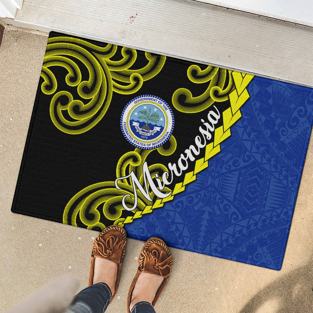 Federated States Of Micronesia FSM Rubber Doormat Pacific Islander Tribal Swirl Geometric Pattern TS04 - Polynesian Pride