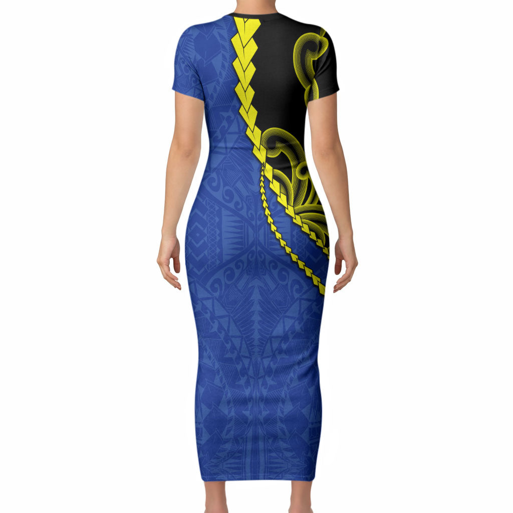 Federated States Of Micronesia FSM Short Sleeve Bodycon Dress Pacific Islander Tribal Swirl Geometric Pattern TS04 - Polynesian Pride