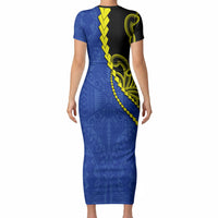 Federated States Of Micronesia FSM Short Sleeve Bodycon Dress Pacific Islander Tribal Swirl Geometric Pattern TS04 - Polynesian Pride