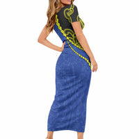 Federated States Of Micronesia FSM Short Sleeve Bodycon Dress Pacific Islander Tribal Swirl Geometric Pattern TS04 - Polynesian Pride