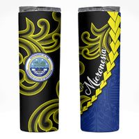 Federated States Of Micronesia FSM Skinny Tumbler Pacific Islander Tribal Swirl Geometric Pattern TS04 Black Blue - Polynesian Pride