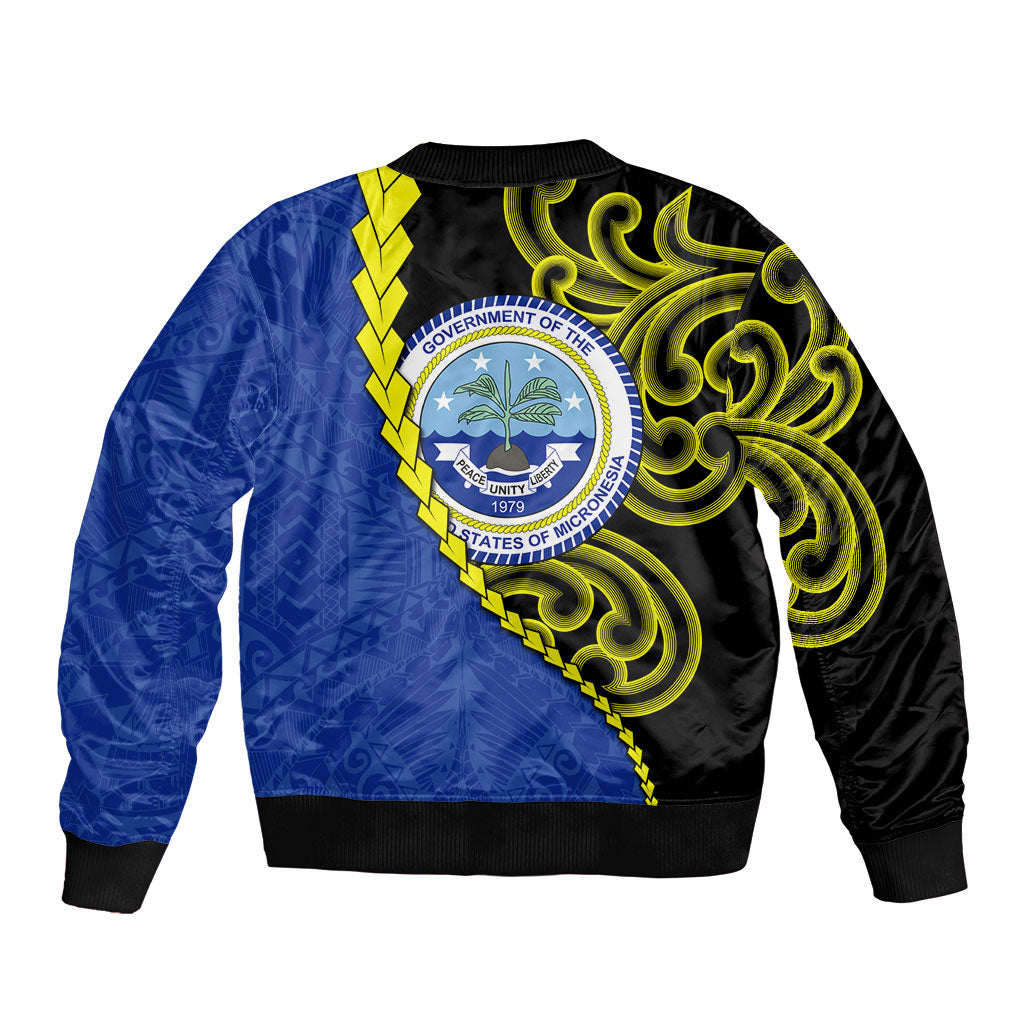Federated States Of Micronesia FSM Sleeve Zip Bomber Jacket Pacific Islander Tribal Swirl Geometric Pattern TS04 - Polynesian Pride