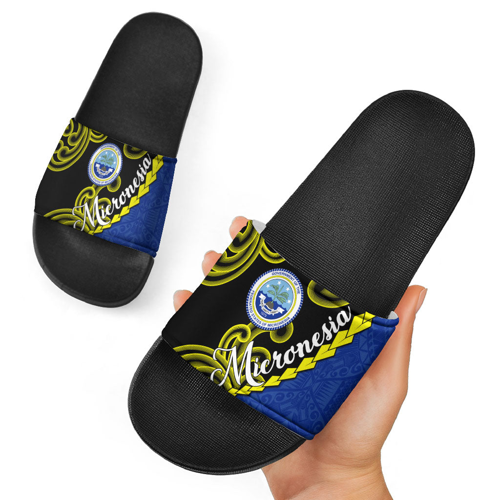 Federated States Of Micronesia FSM Slide Sandals Pacific Islander Tribal Swirl Geometric Pattern TS04 - Polynesian Pride
