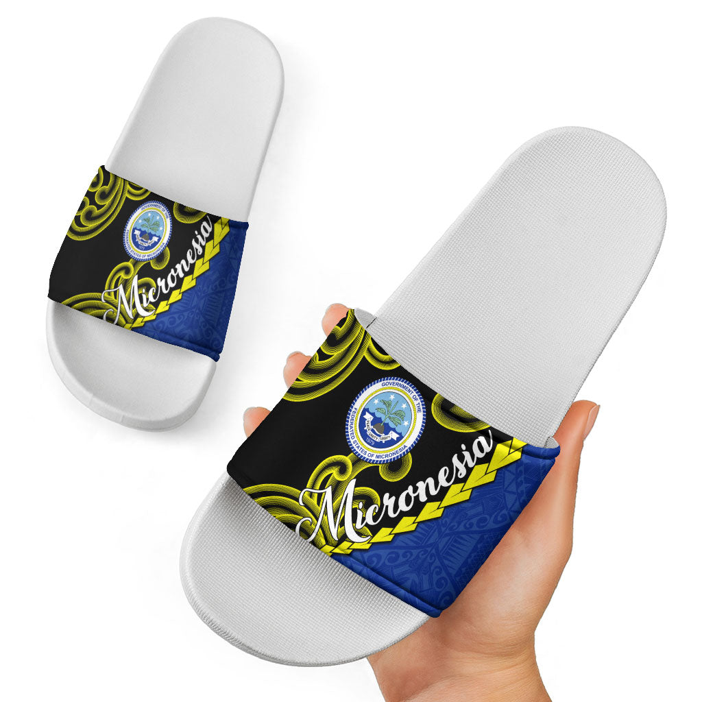 Federated States Of Micronesia FSM Slide Sandals Pacific Islander Tribal Swirl Geometric Pattern TS04 - Polynesian Pride