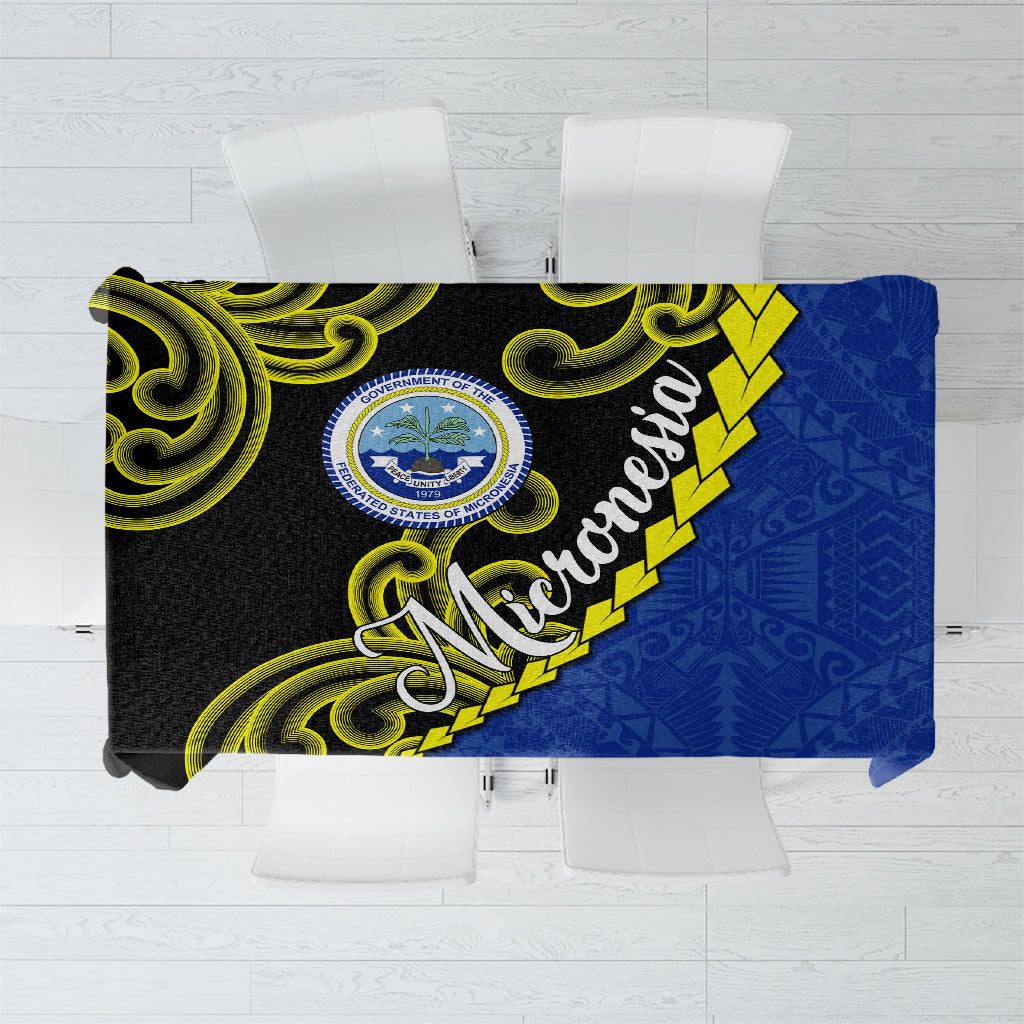 Federated States Of Micronesia FSM Tablecloth Pacific Islander Tribal Swirl Geometric Pattern TS04 Black Blue - Polynesian Pride