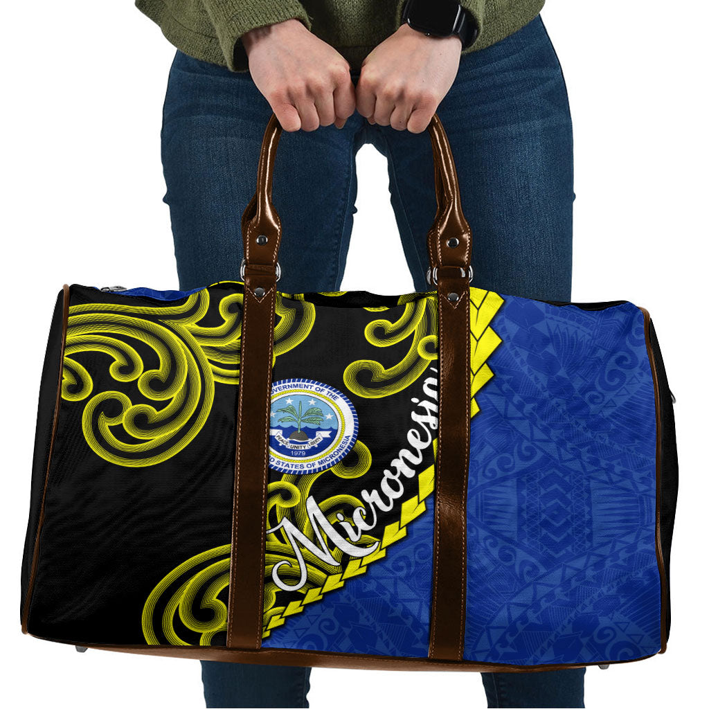 Federated States Of Micronesia FSM Travel Bag Pacific Islander Tribal Swirl Geometric Pattern TS04 Black Blue - Polynesian Pride