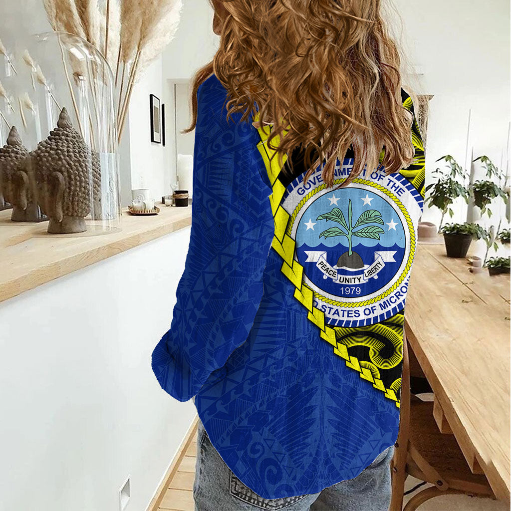 Federated States Of Micronesia FSM Women Casual Shirt Pacific Islander Tribal Swirl Geometric Pattern TS04 - Polynesian Pride