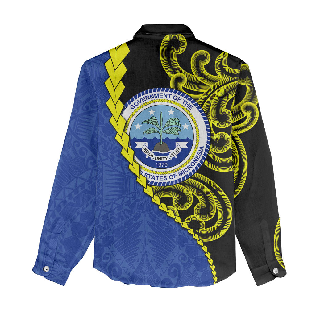 Federated States Of Micronesia FSM Women Casual Shirt Pacific Islander Tribal Swirl Geometric Pattern TS04 - Polynesian Pride