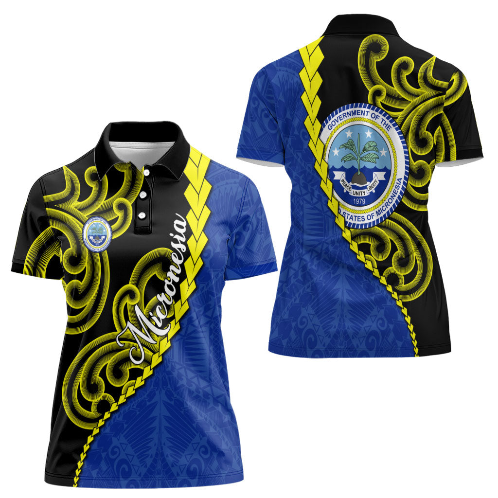 Federated States Of Micronesia FSM Women Polo Shirt Pacific Islander Tribal Swirl Geometric Pattern TS04 - Polynesian Pride