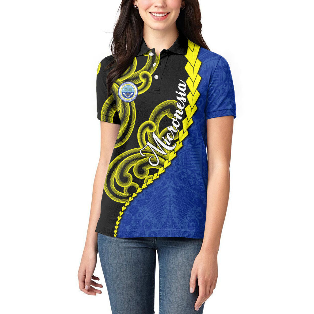 Federated States Of Micronesia FSM Women Polo Shirt Pacific Islander Tribal Swirl Geometric Pattern TS04 - Polynesian Pride