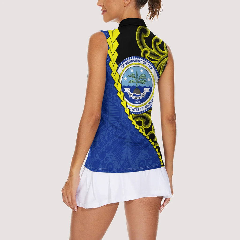Federated States Of Micronesia FSM Women Sleeveless Polo Shirt Pacific Islander Tribal Swirl Geometric Pattern TS04 - Polynesian Pride