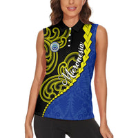 Federated States Of Micronesia FSM Women Sleeveless Polo Shirt Pacific Islander Tribal Swirl Geometric Pattern TS04 - Polynesian Pride