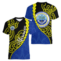 Federated States Of Micronesia FSM Women V-Neck T-Shirt Pacific Islander Tribal Swirl Geometric Pattern TS04 - Polynesian Pride