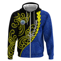 Federated States Of Micronesia FSM Zip Hoodie Pacific Islander Tribal Swirl Geometric Pattern TS04 Zip Hoodie Black Blue - Polynesian Pride