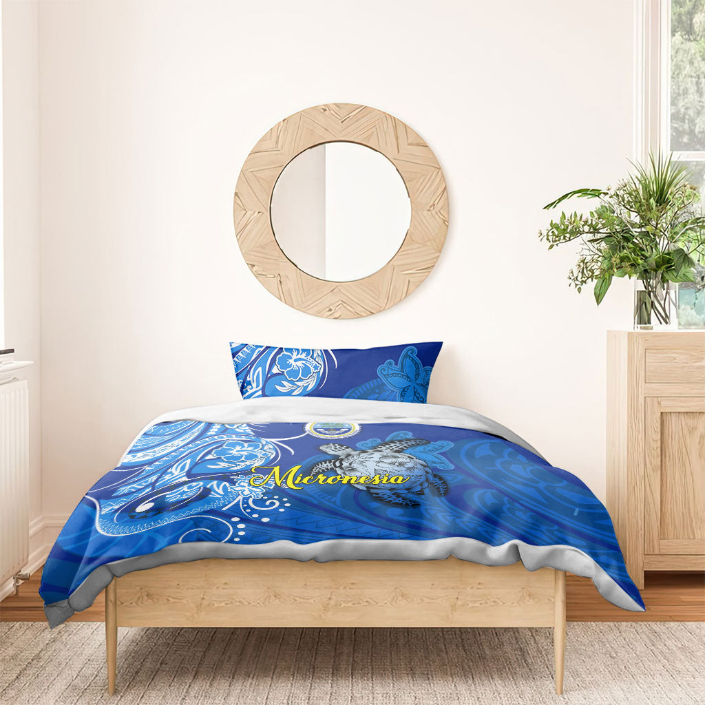 Micronesia Sea Turtle Bedding Set Federated States Of Micronesia Tribal Floral Pattern TS04 - Polynesian Pride